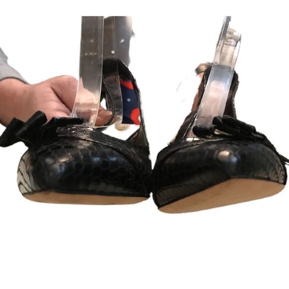 NWT $120 kate spade | Slingback Leather Heels With Bows in Black | Size 8B - Picture 6 of 14